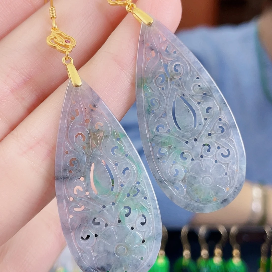 翡翠银S925镶嵌耳饰