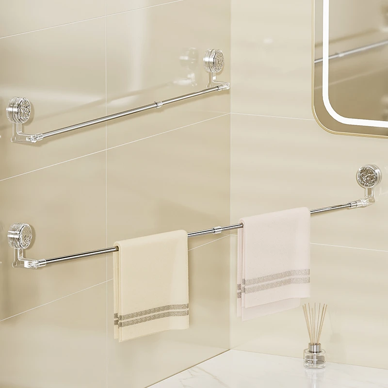 【佳立方】波纹吸盘旋转伸缩毛巾架浴室浴巾架防水防潮免打孔置物架