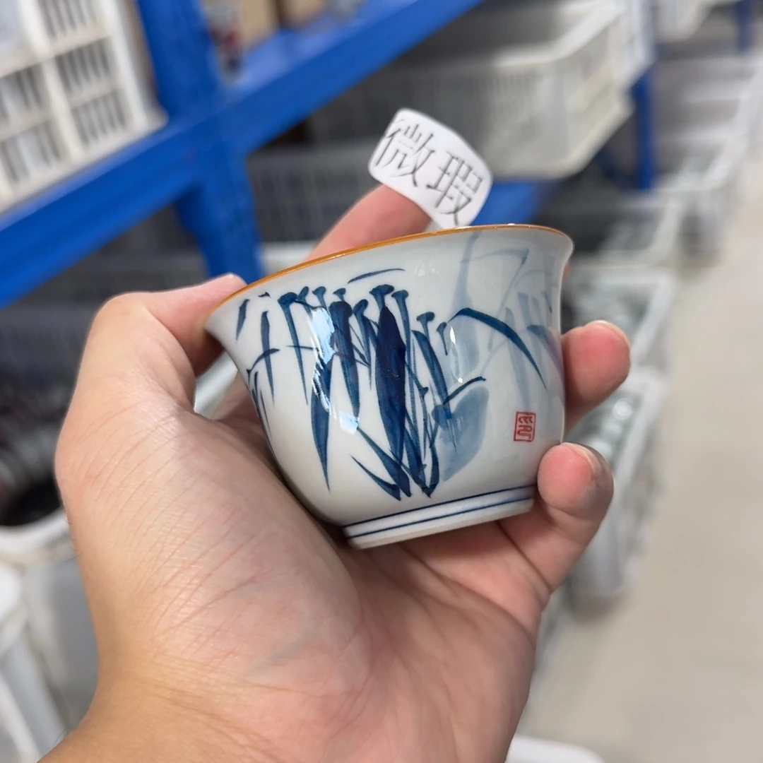 釉下手绘茶具微瑕