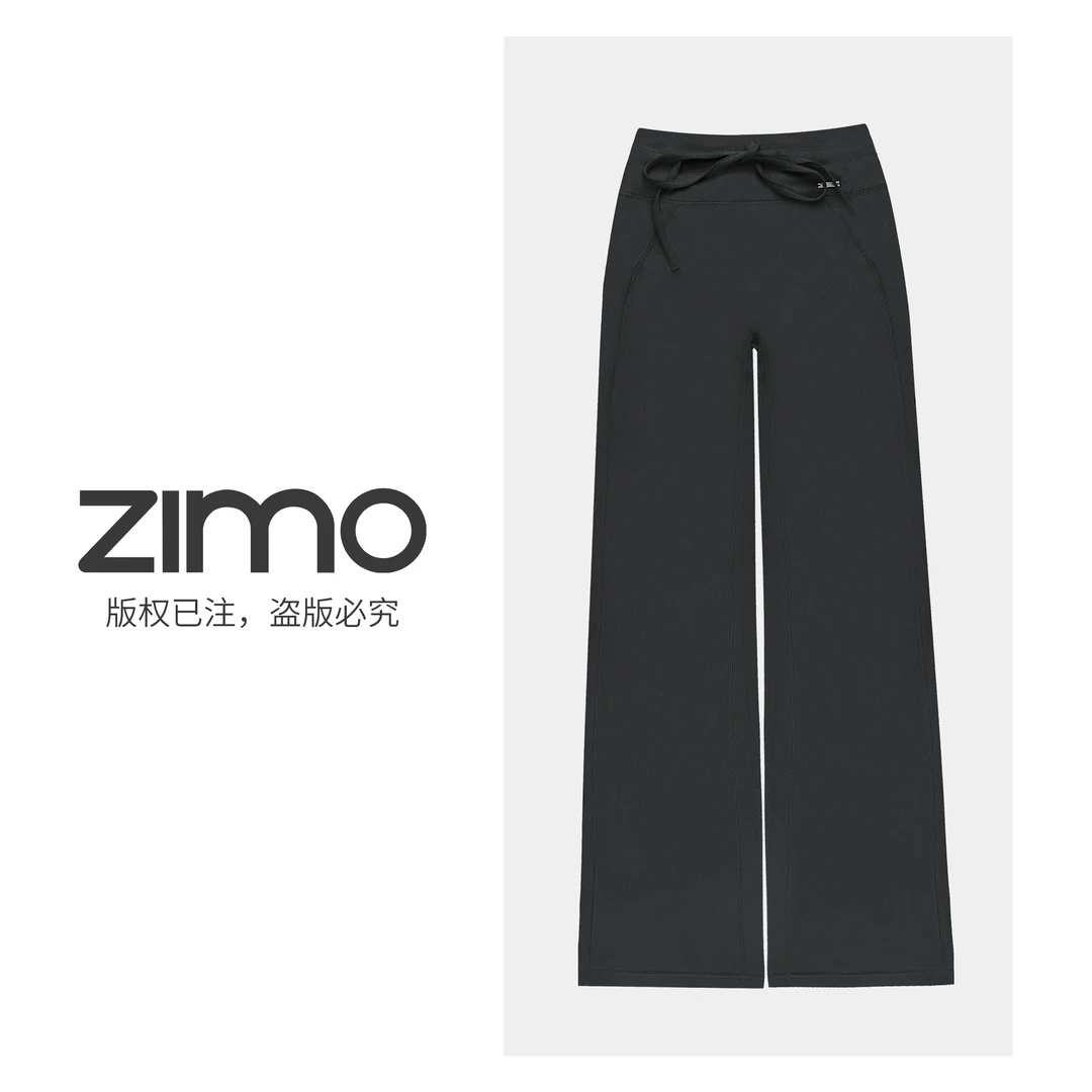 空气层抽绳阔腿裤瓦罐灰005-zimo-瑜伽健身服瑜伽裤外穿YFKZ005