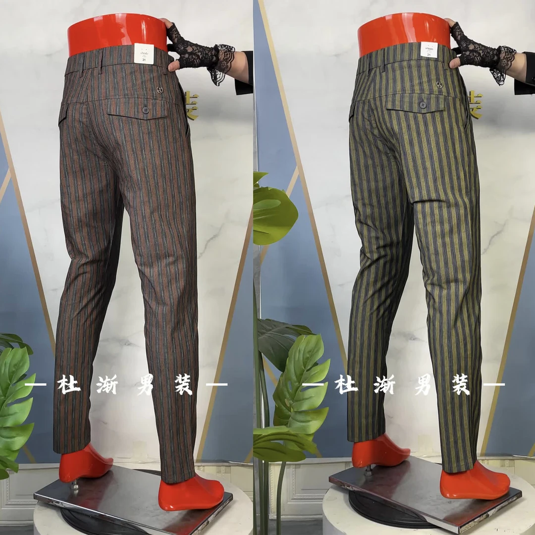 春夏季新款 薄款 竖条纹休闲西裤透气【棉布面料】男裤2513