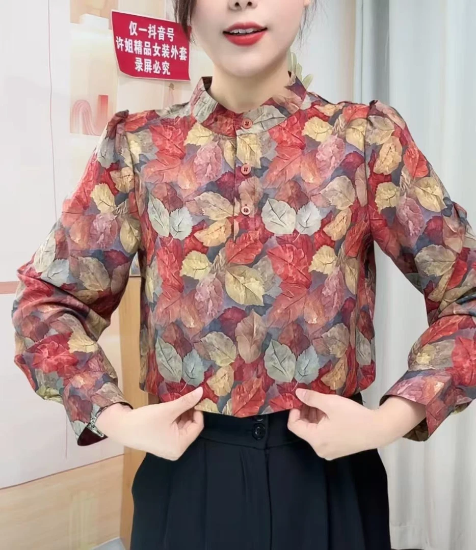 衬衫女长袖春季新款时尚碎花小衫宽松显瘦上衣