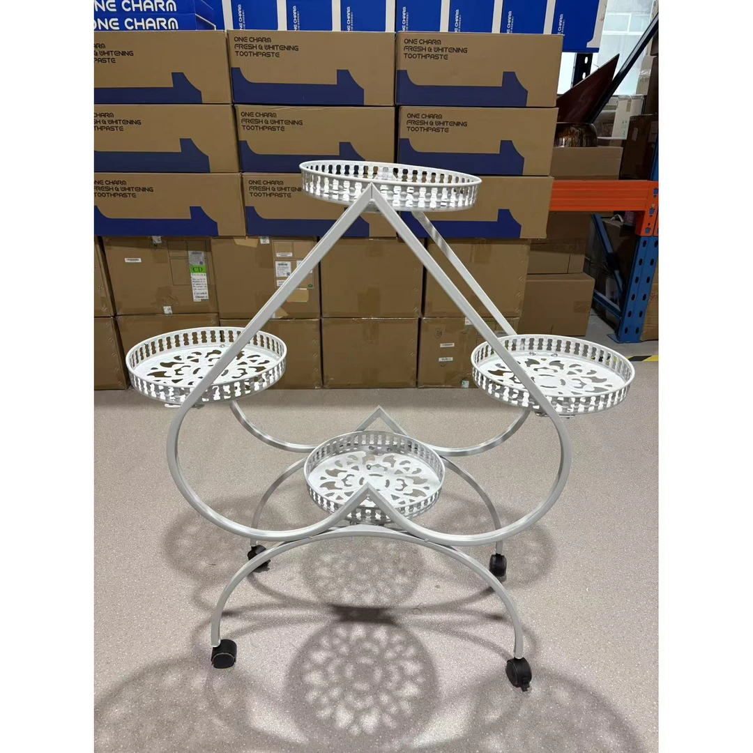 花架室内置物架铁艺多层带轮落地式绿萝花盆架家用客厅阳台花架YH