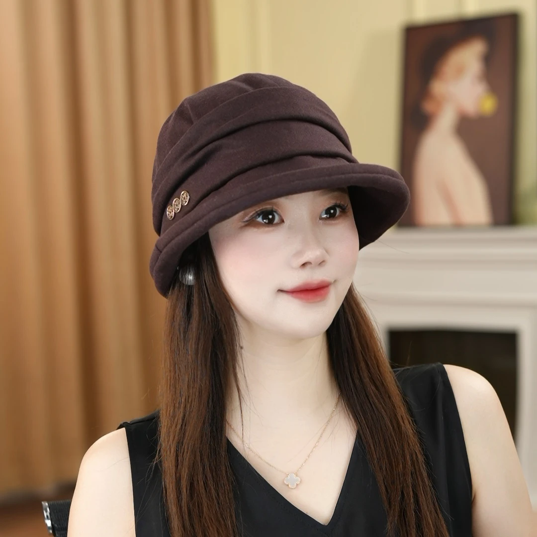 2025新款帽子女秋冬系脖子防风帽时尚格纹渔夫帽女户外出游保暖帽