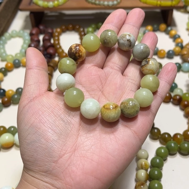 蛇纹石玉未镶嵌手链卡15