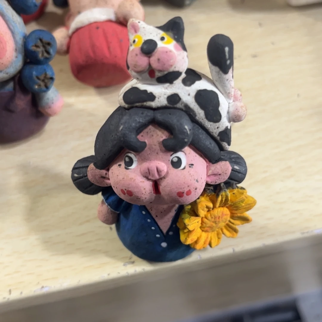 泥塑古镇炻陶花盆
