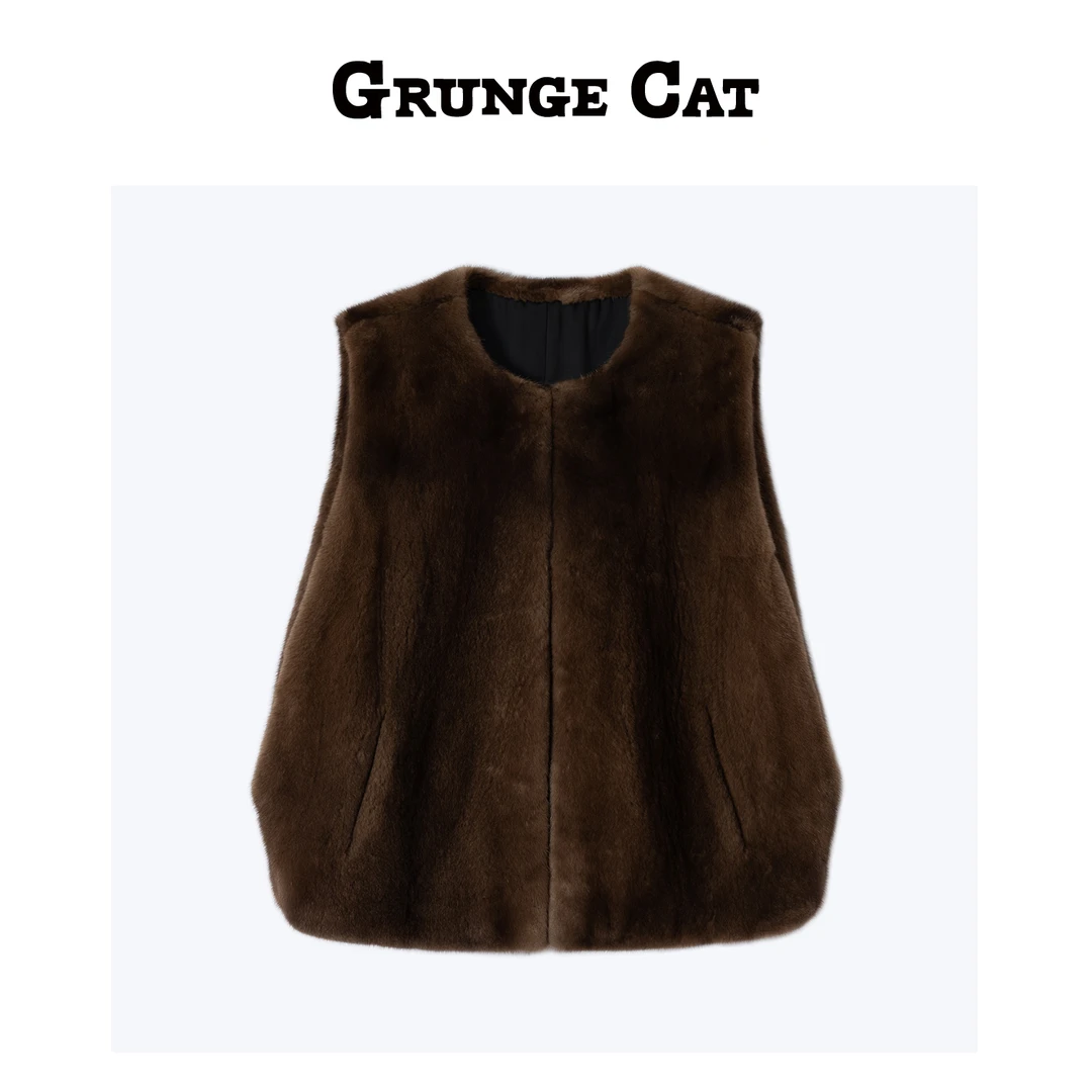 Grunge Cat女士水碉毛短款马甲
