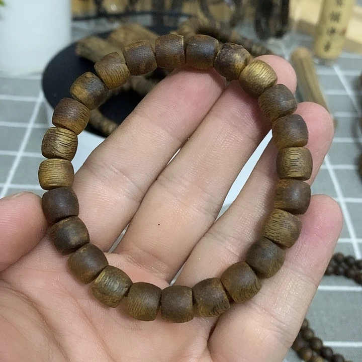 沉香手串平*心鼓珠单圈卡9mm多样性发1