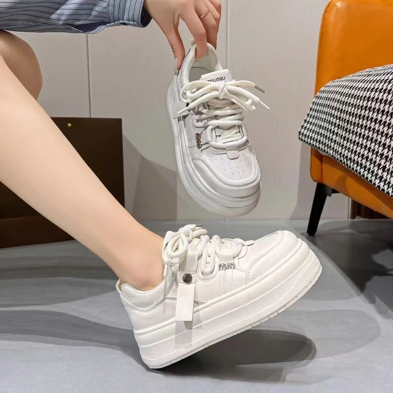 厚底小白鞋2025春季新款时尚百搭休闲板鞋A911 跟高5cm