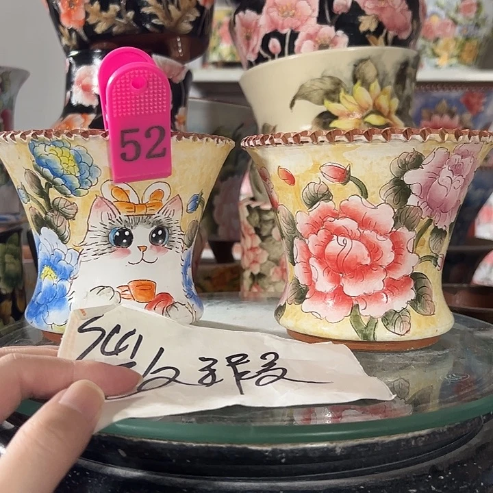 景德镇幸运花盆手绘韩式花盆