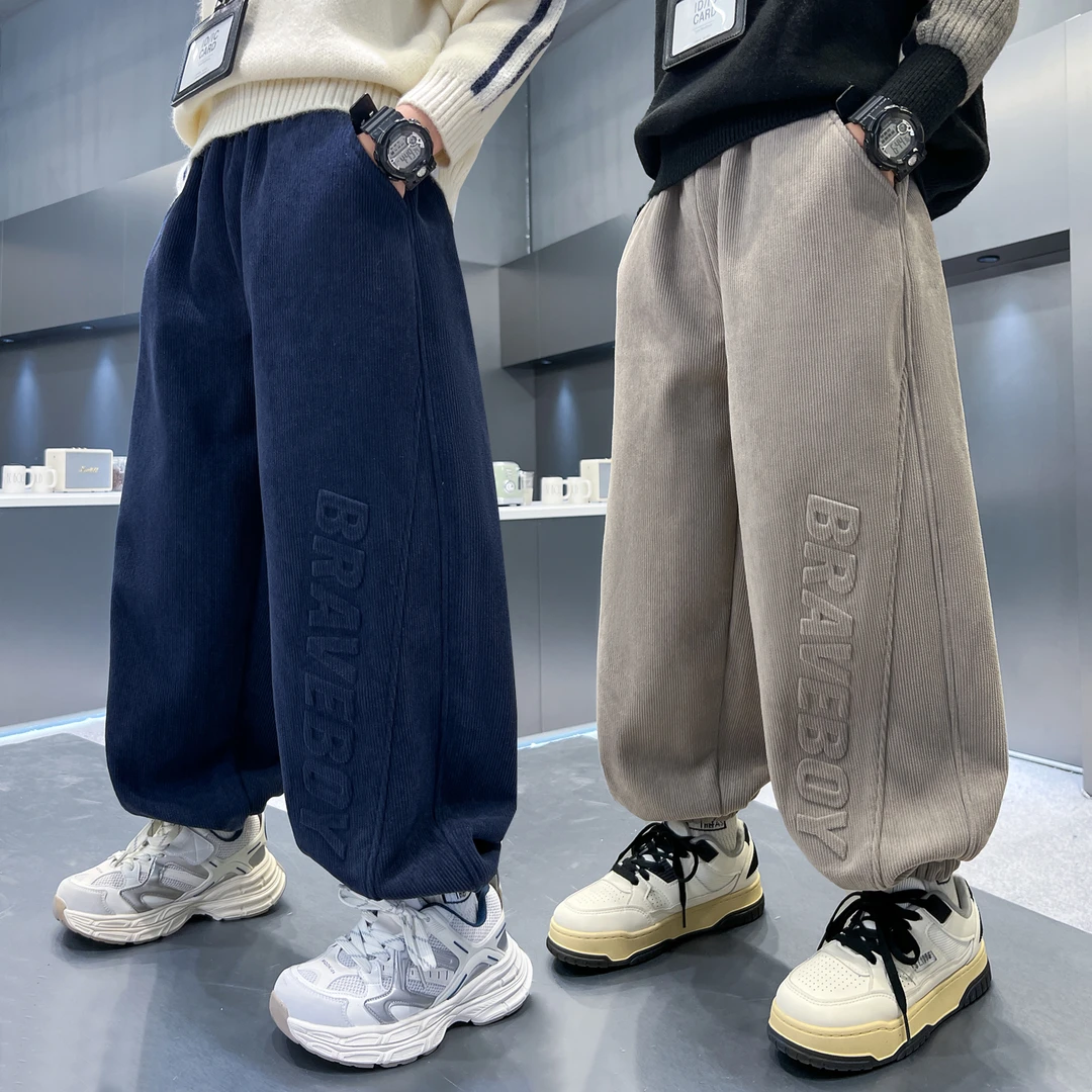 男童加绒加厚裤子2025新款秋冬大儿童一体绒冬装灯芯绒长裤男孩潮