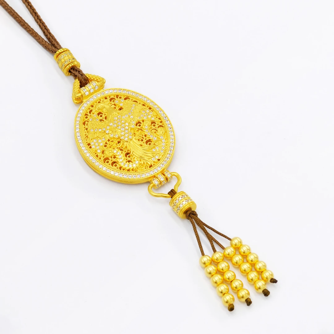 吊坠足银 足银999镶嵌凤香囊吊坠新中式复古风毛衣链经典大气百搭