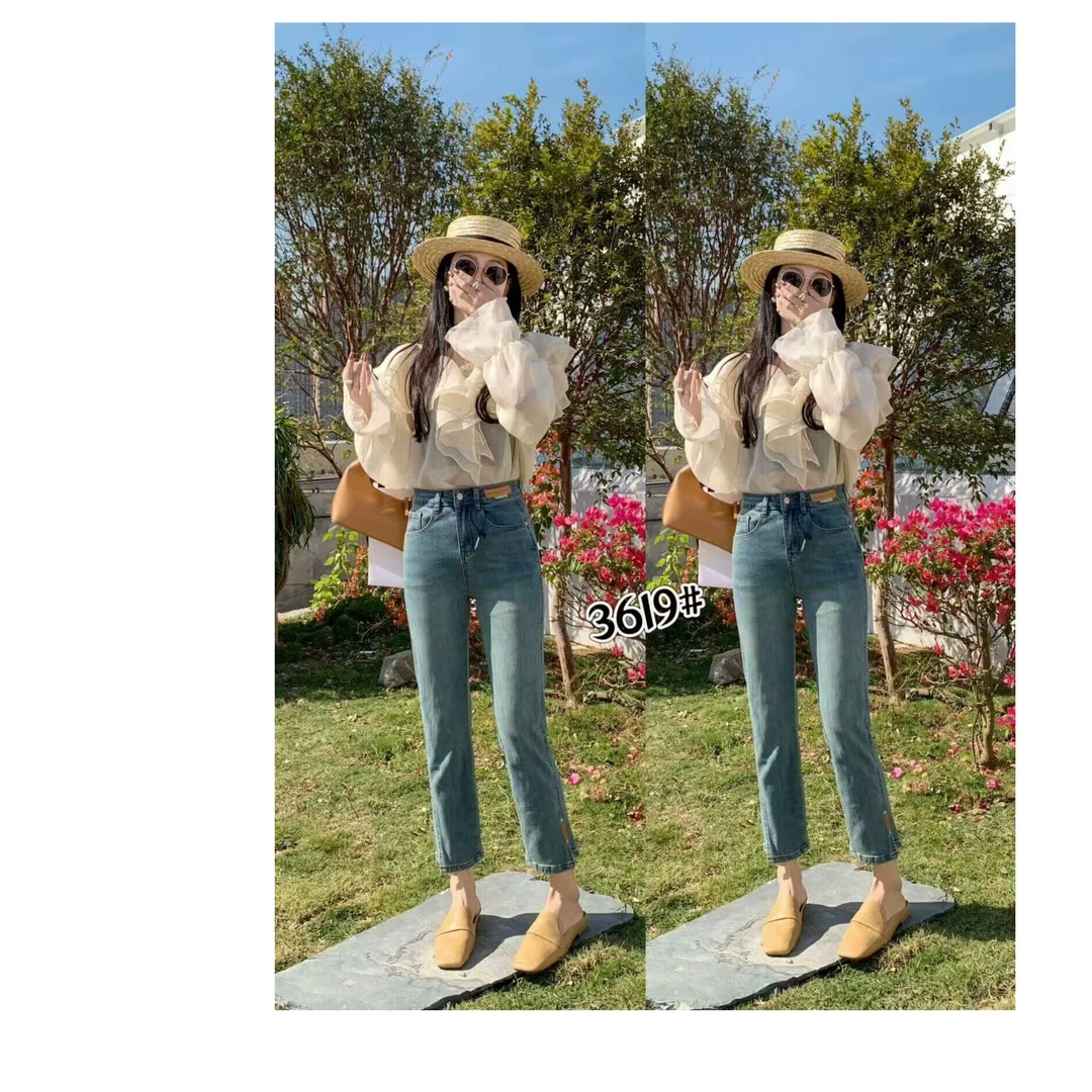 【3619春款显瘦时尚百搭烟管裤