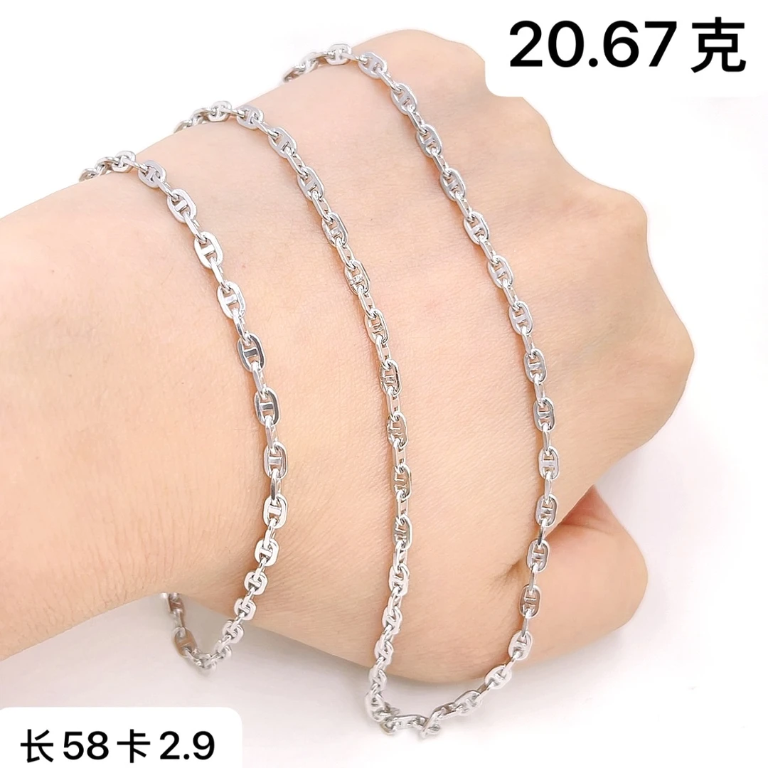 铂金Pt950项链-猪鼻链日字链车花潮人新款时尚情侣