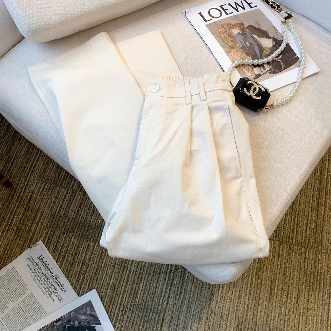 2025秋季新款宽松洋气百搭休闲直筒工装裤女胖mm显瘦九分哈伦裤子