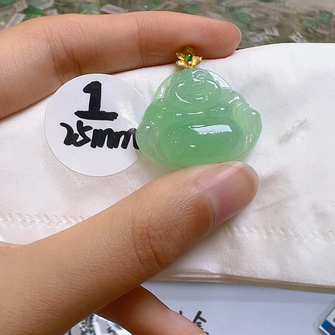 翡翠18K金镶嵌吊坠(不含链)翡翠