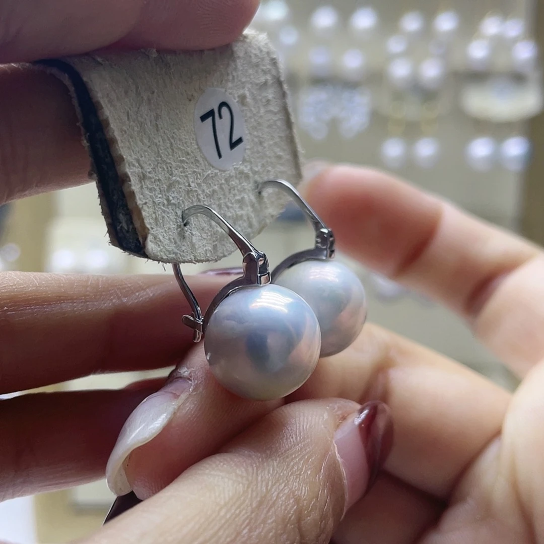 淡水珍珠耳饰银S925镶嵌
