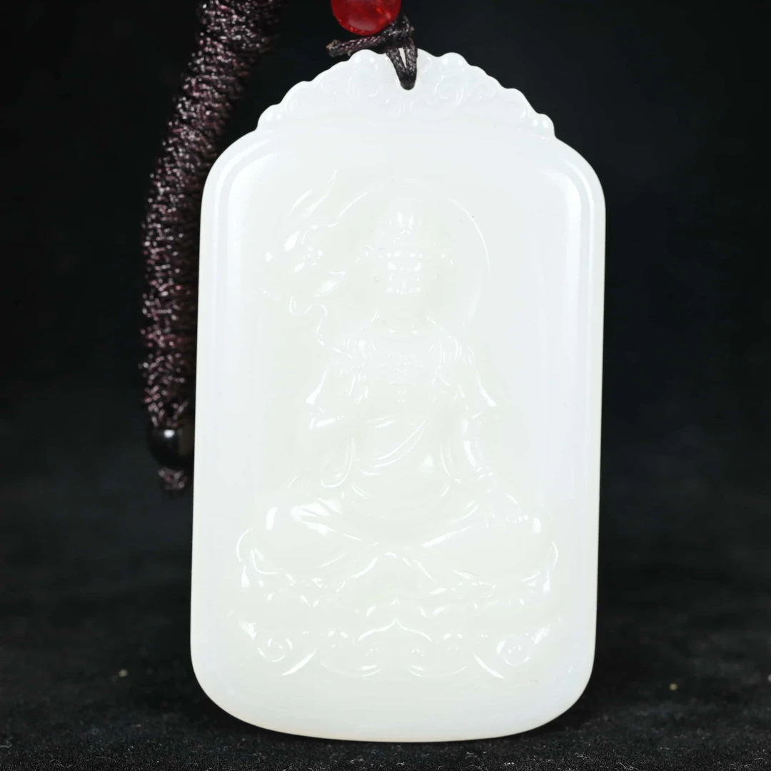 清代坐像执莲观音玉佩/YBZ.03479/集萃斋