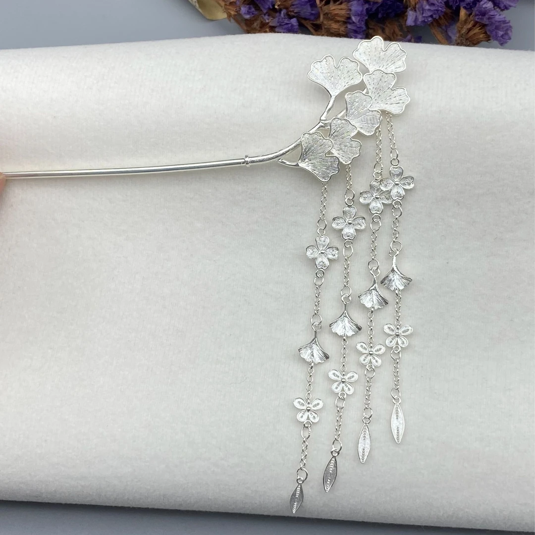 足银银制品 【公孙缨】足银纯手工新中式礼品民族风超仙素款发簪