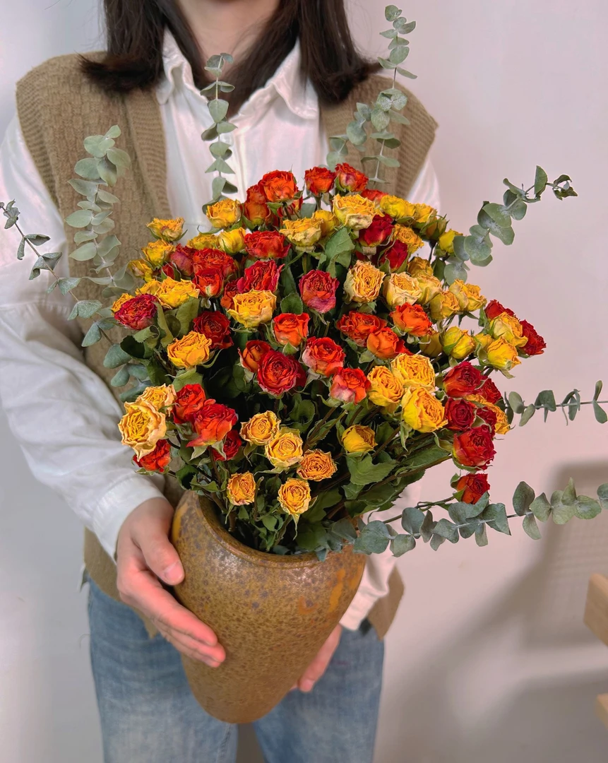 云南玫瑰干花真花迷你多头泡泡混搭插瓶装饰花束美拍摄道具家居