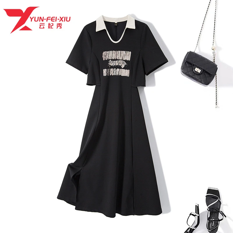 云妃秀大码女装连衣裙简约百搭休闲气质微胖时尚减龄夏季63310