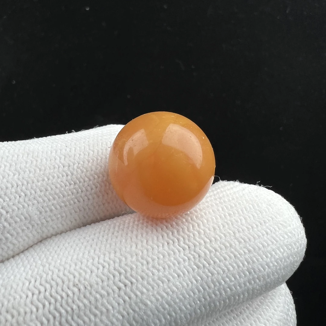 D1900天然蜜蜡瑕疵特价 鸡油黄圆珠17.4mm支持鉴定假一罚十
