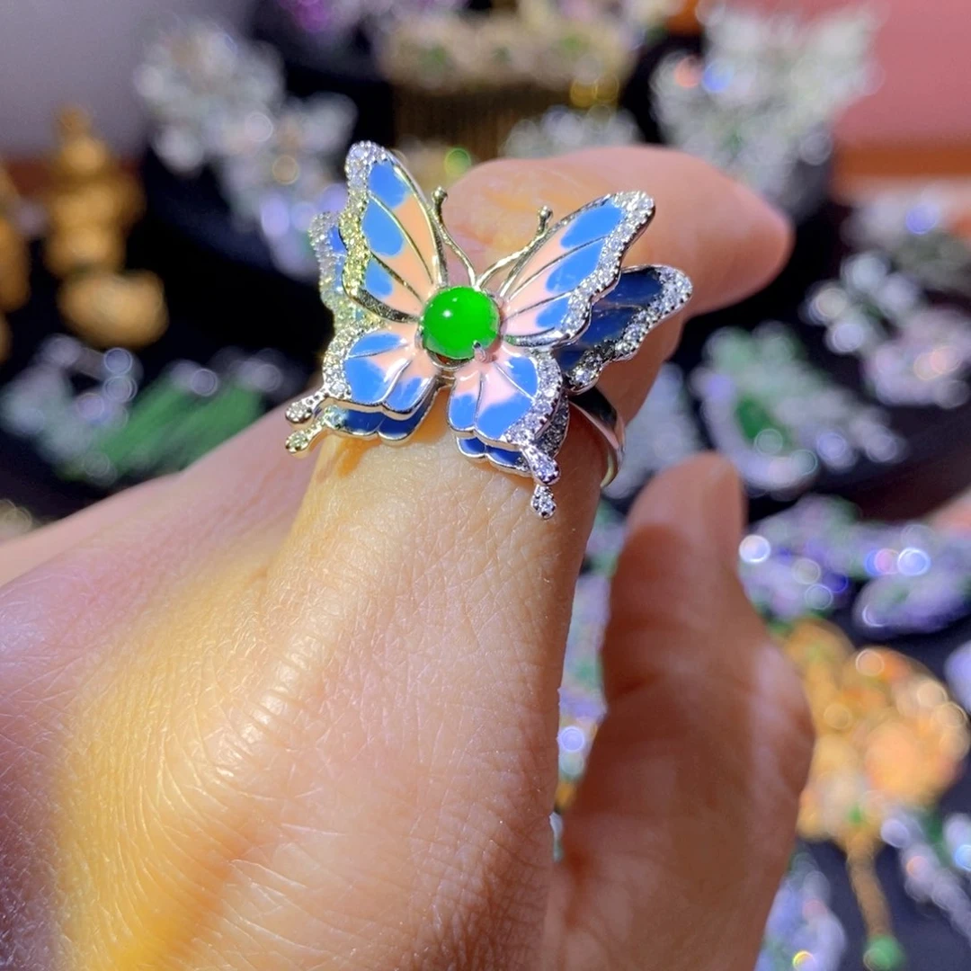 翡翠银S925镶嵌颈饰天然翡翠