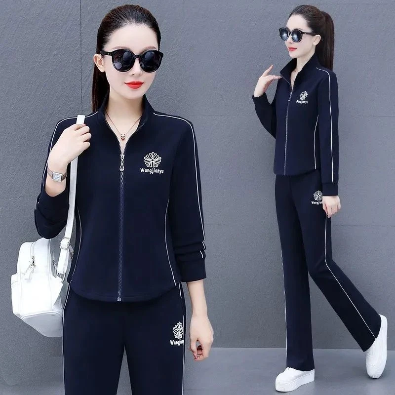 韩版运动服套装女2025春秋季新款时尚减龄妈妈装宽松休闲服两件套