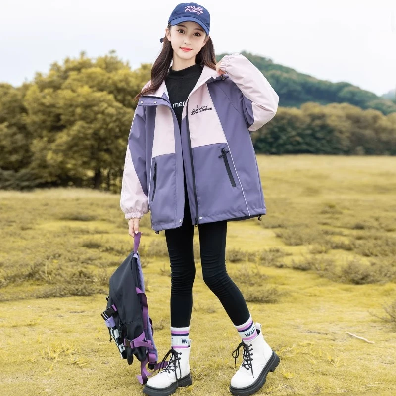 女童外套春秋款2025新款中大童秋夹棉加厚拉链衫女孩中长款大衣潮