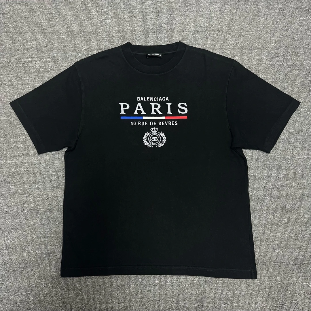 95新 Balenciaga/巴黎世家 皇冠麦穗Paris字母短袖 XS码