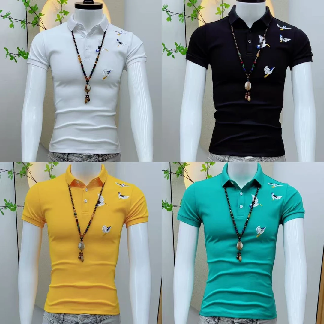 时尚文艺气质POLO衫新款网红刺绣网红男士短袖