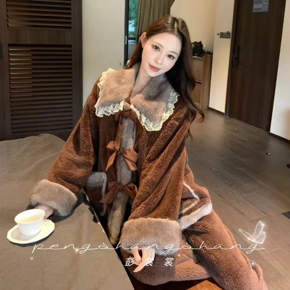 彭裳裳【焦糖卷云】冬装上新潮流女士保暖睡衣百搭舒适居家服套装