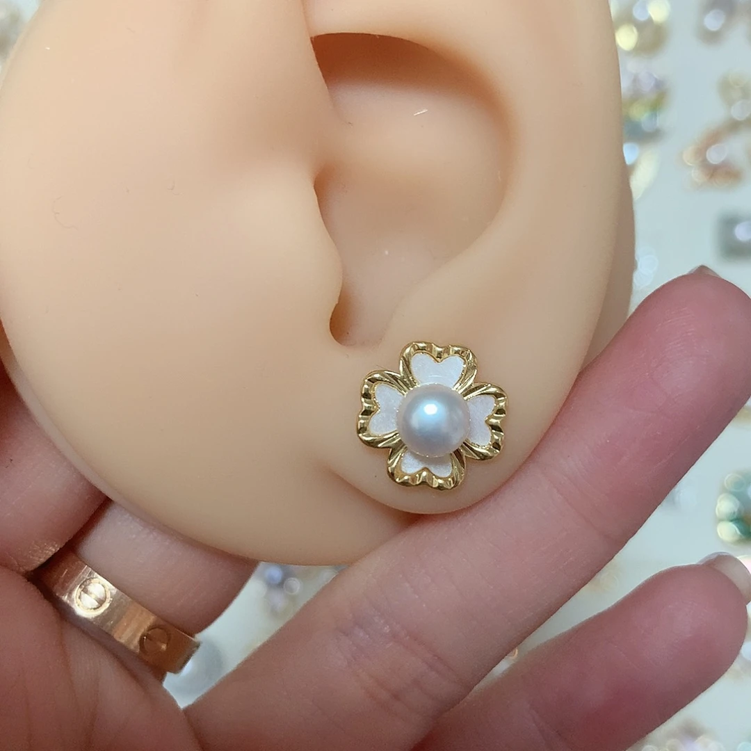 淡水珍珠耳饰合金