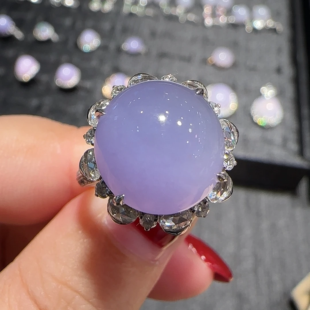 翡翠18K金镶嵌戒指天然翡翠