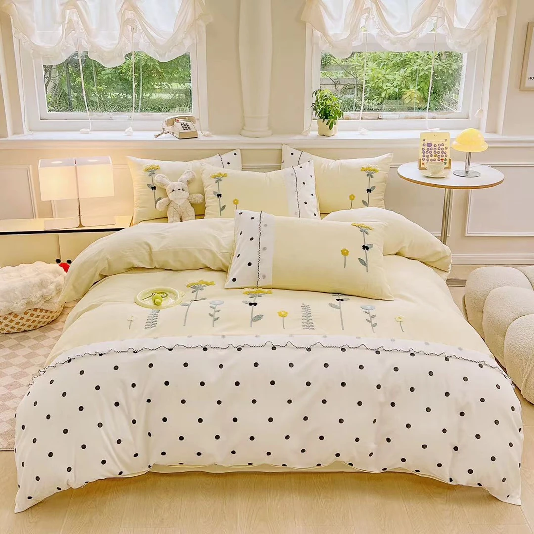 小玲子 安妮花园 全棉纯棉三件套四件套刺绣工艺 小清新风