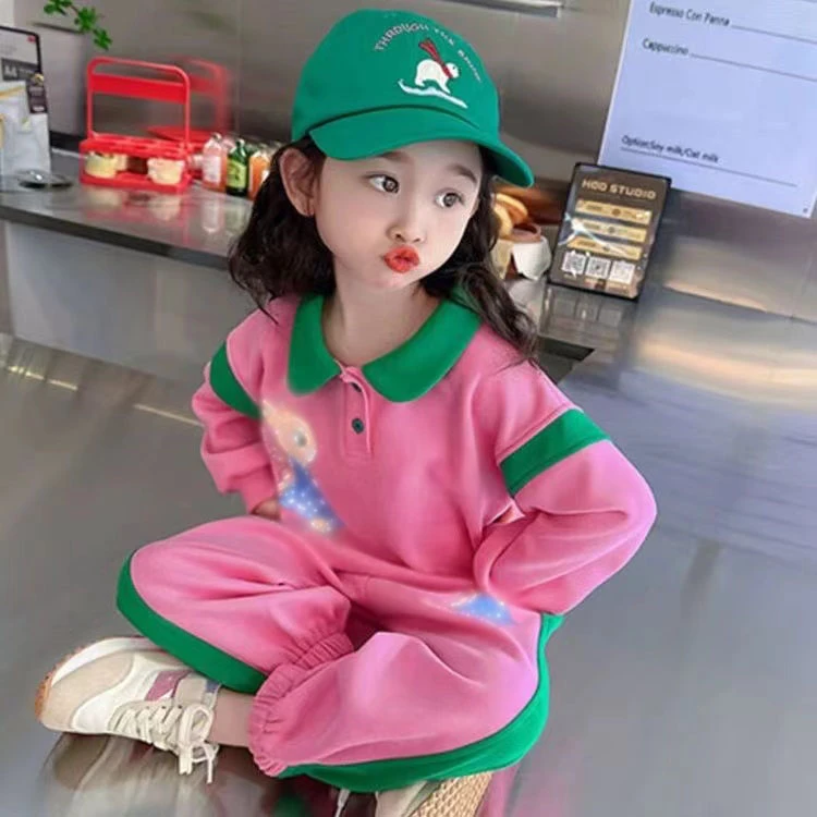 女童春装polo衫卫衣套装新款洋气儿童女宝宝春秋季运动休闲两件套