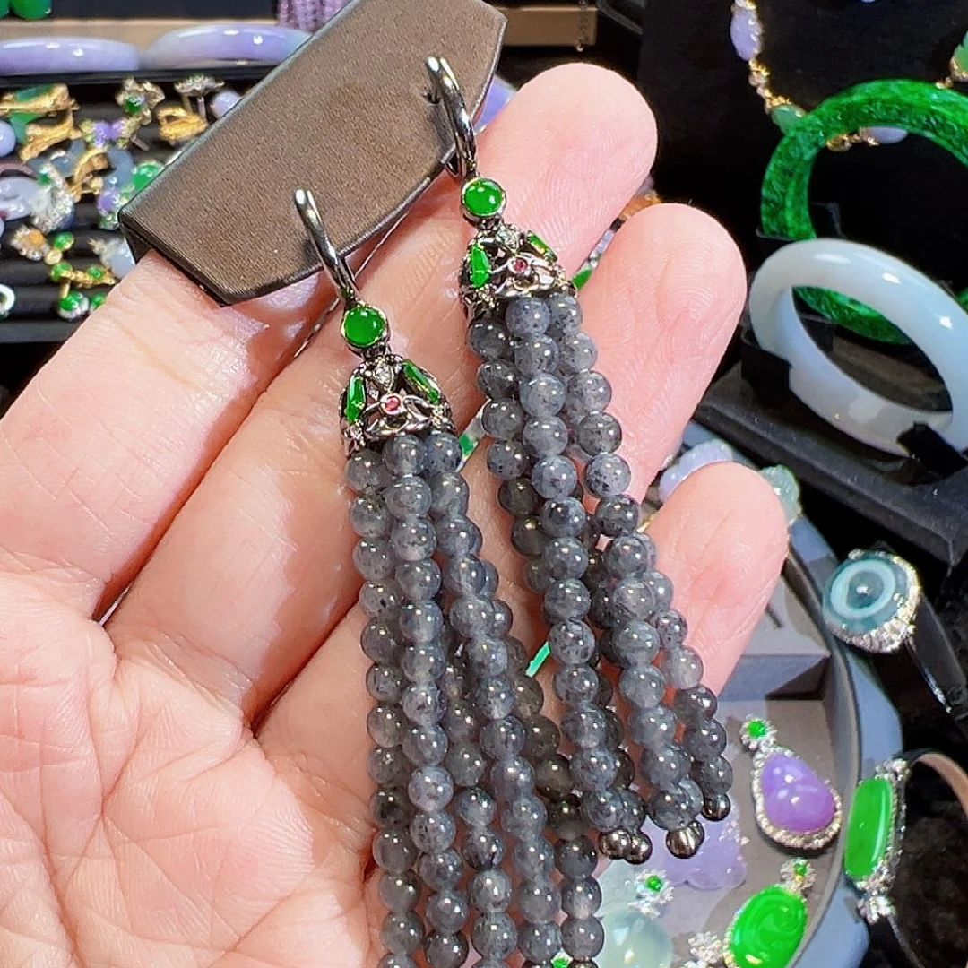 翡翠18K金镶嵌耳饰签收后24小时鉴赏期