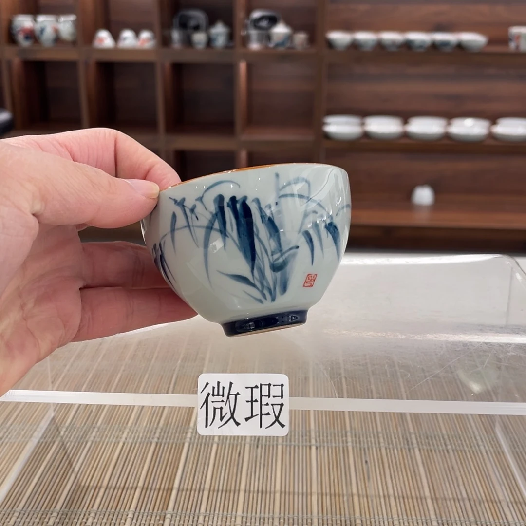 釉下手绘茶具微瑕