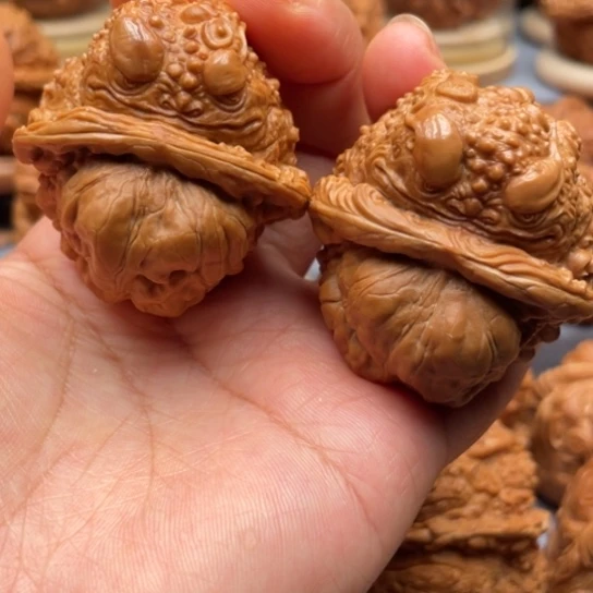 手串/手链核桃单面金蝉蛤蟆头核桃雕刻