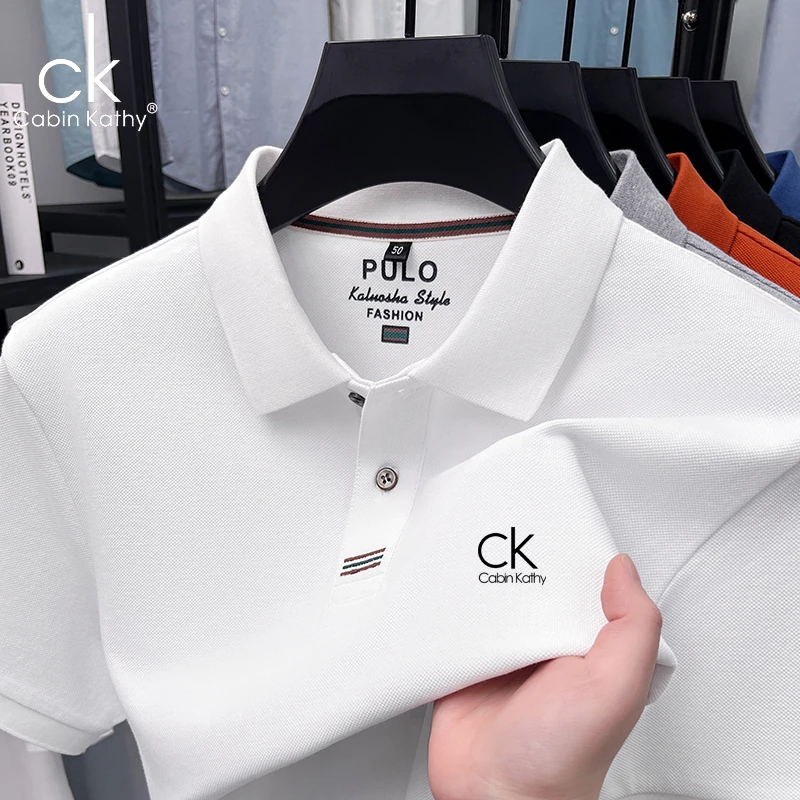 ck正品夏季新款免烫纯棉短袖Polo衫男款纯色时尚休闲透气t恤男装