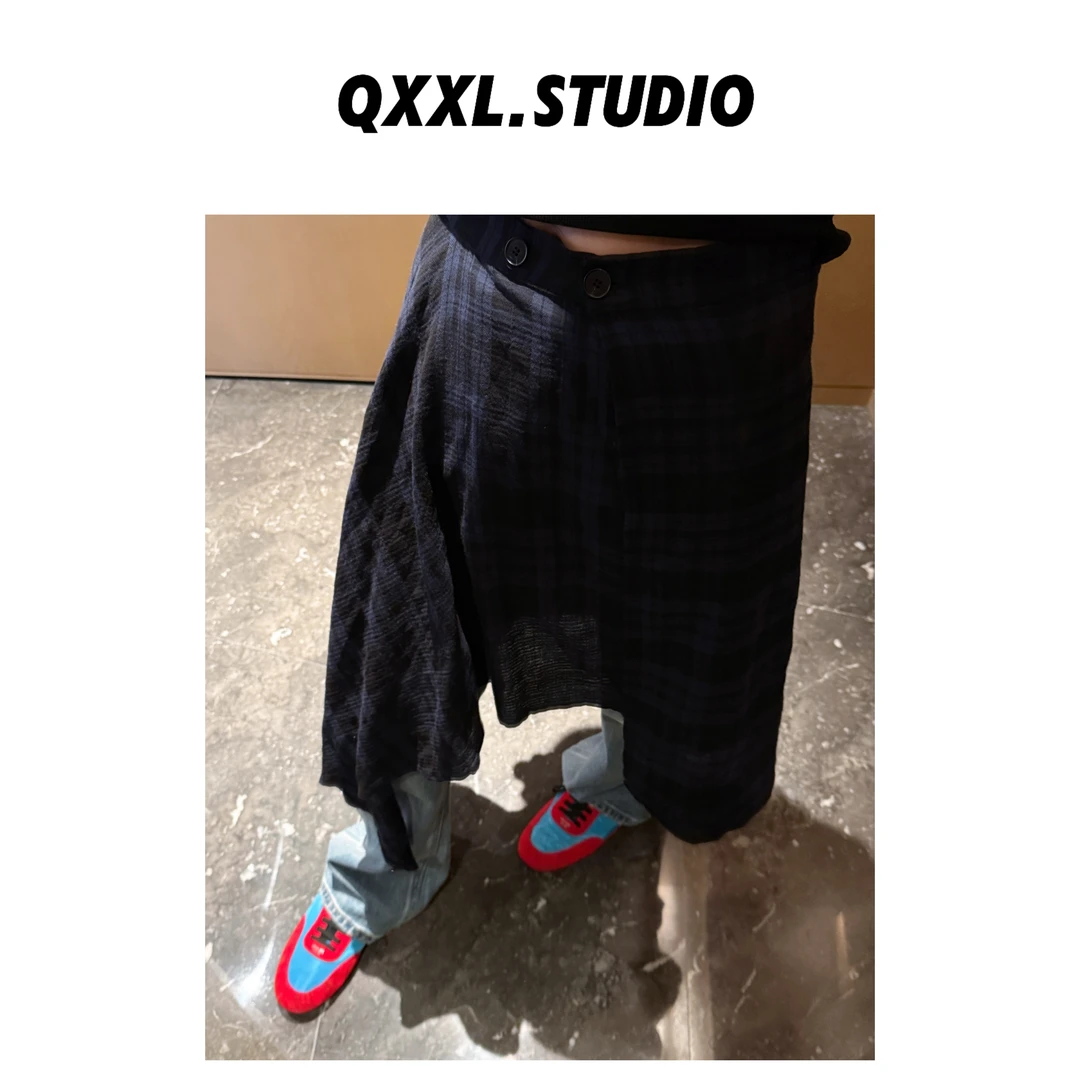 邱小小丽呀 春季新款韩系复古设计感格纹半身裙女高腰显瘦中长裙