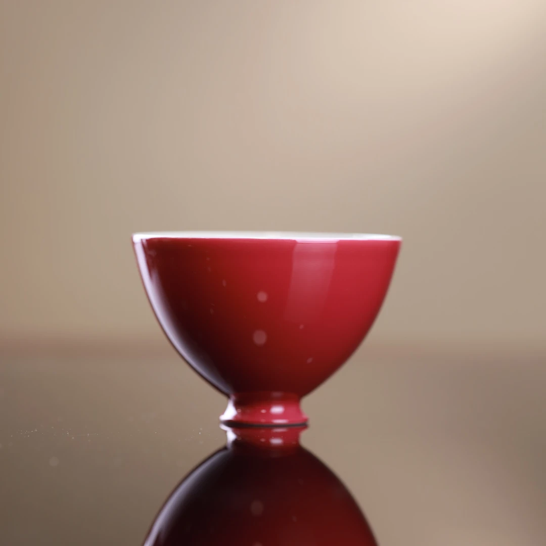 胭脂红鸡心杯-溢珍堂-YZT3279
