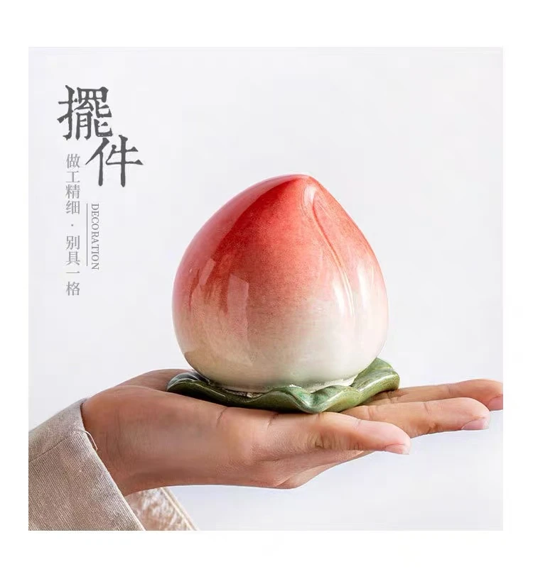 C787仿真陶瓷桃子茶叶罐密封罐网红创意福寿安康摆件草莓茶叶罐