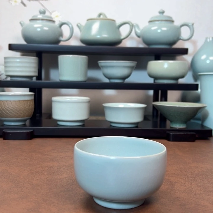 杯子陶罗汉杯天青色