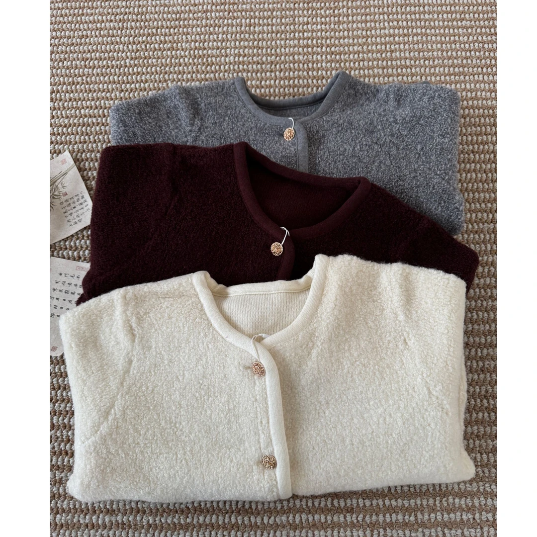 WT207秋冬小香风气质时尚百搭毛针织外套