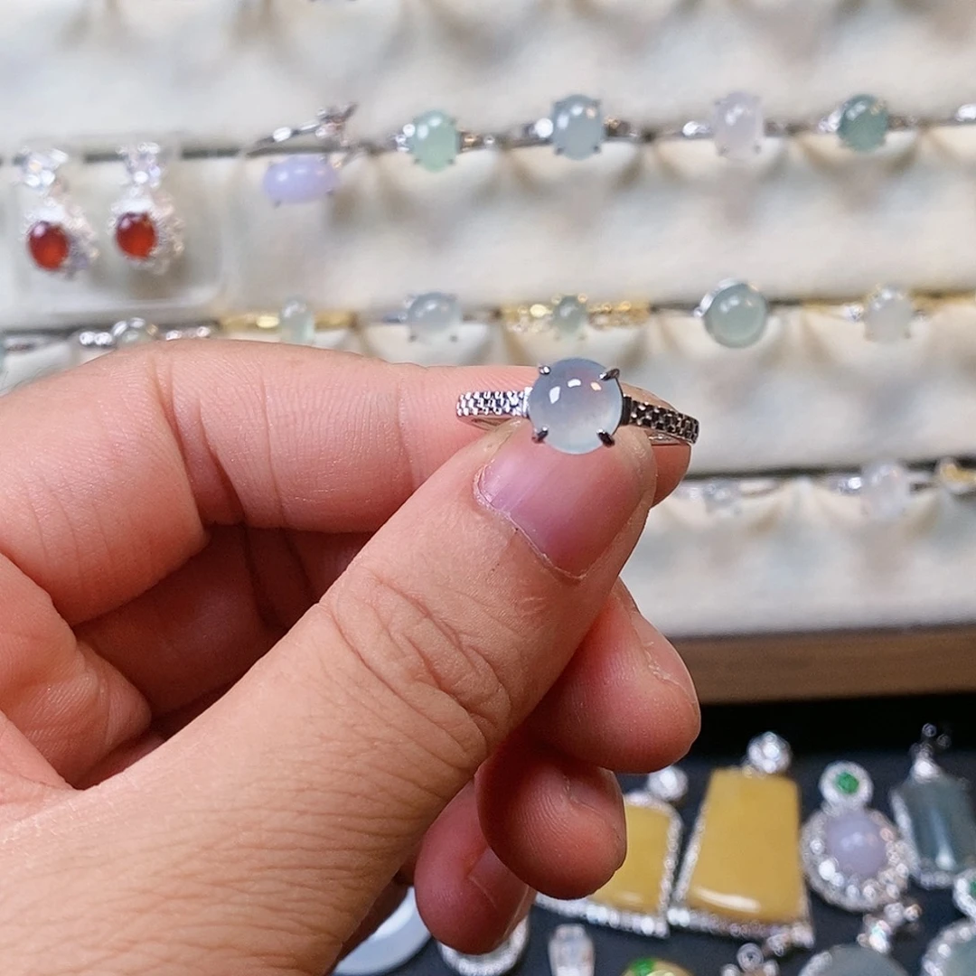 翡翠银S925镶嵌戒指