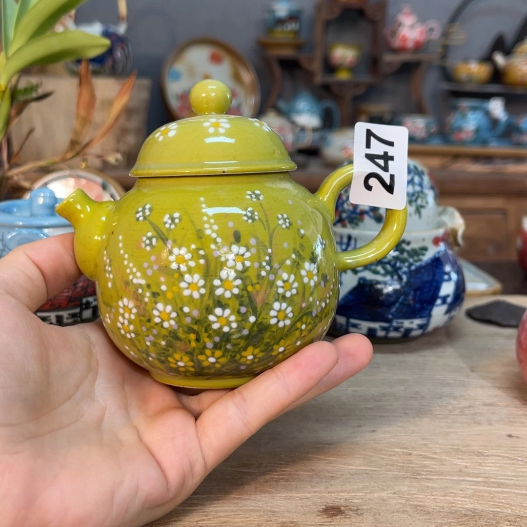壶素浅陶瓷手工手绘