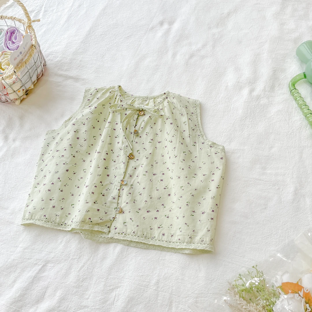 现货【幼棉光年】夏季无袖时尚百搭个性圆领简约T恤527123