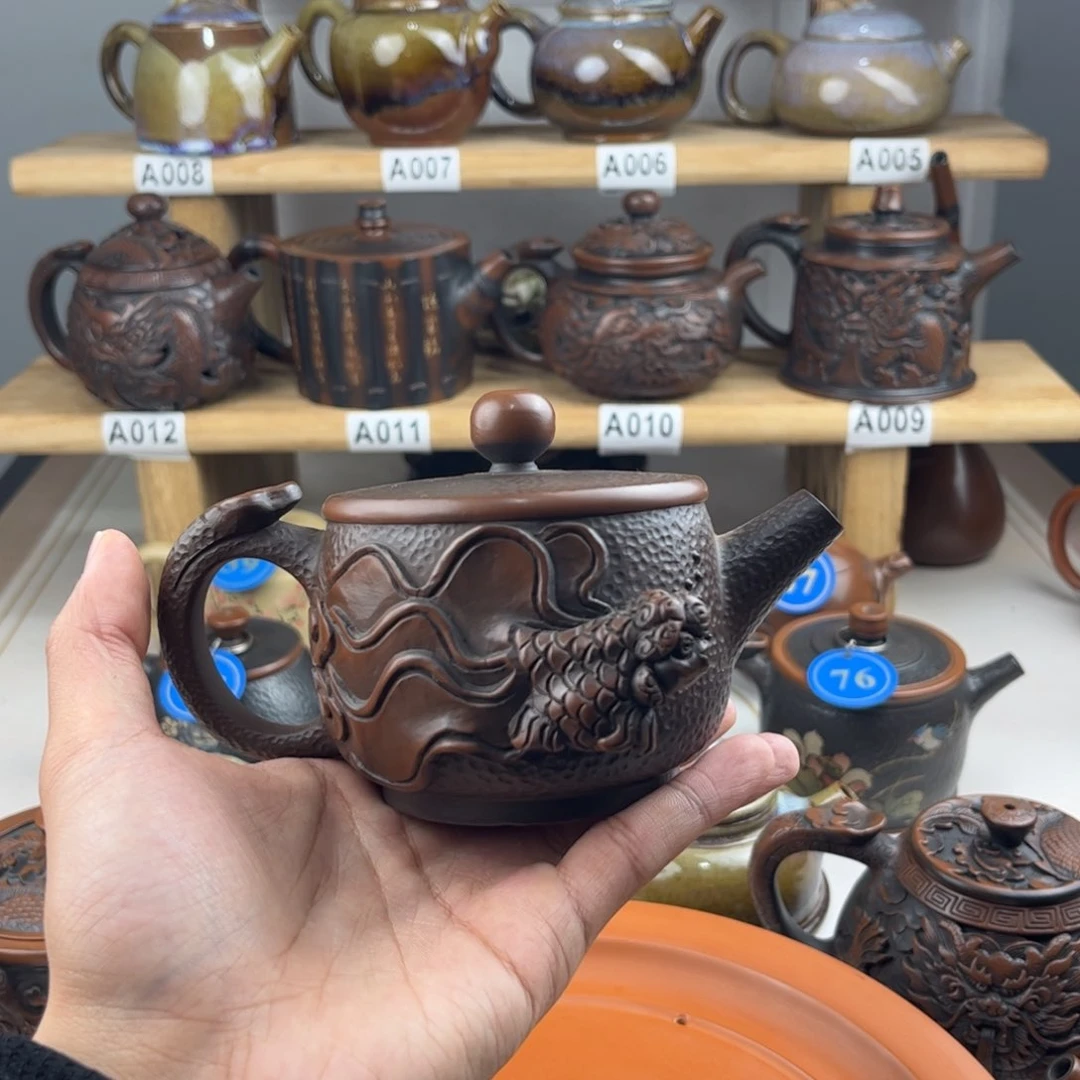 壶偷**鼠建水紫陶老手艺人全手工制作