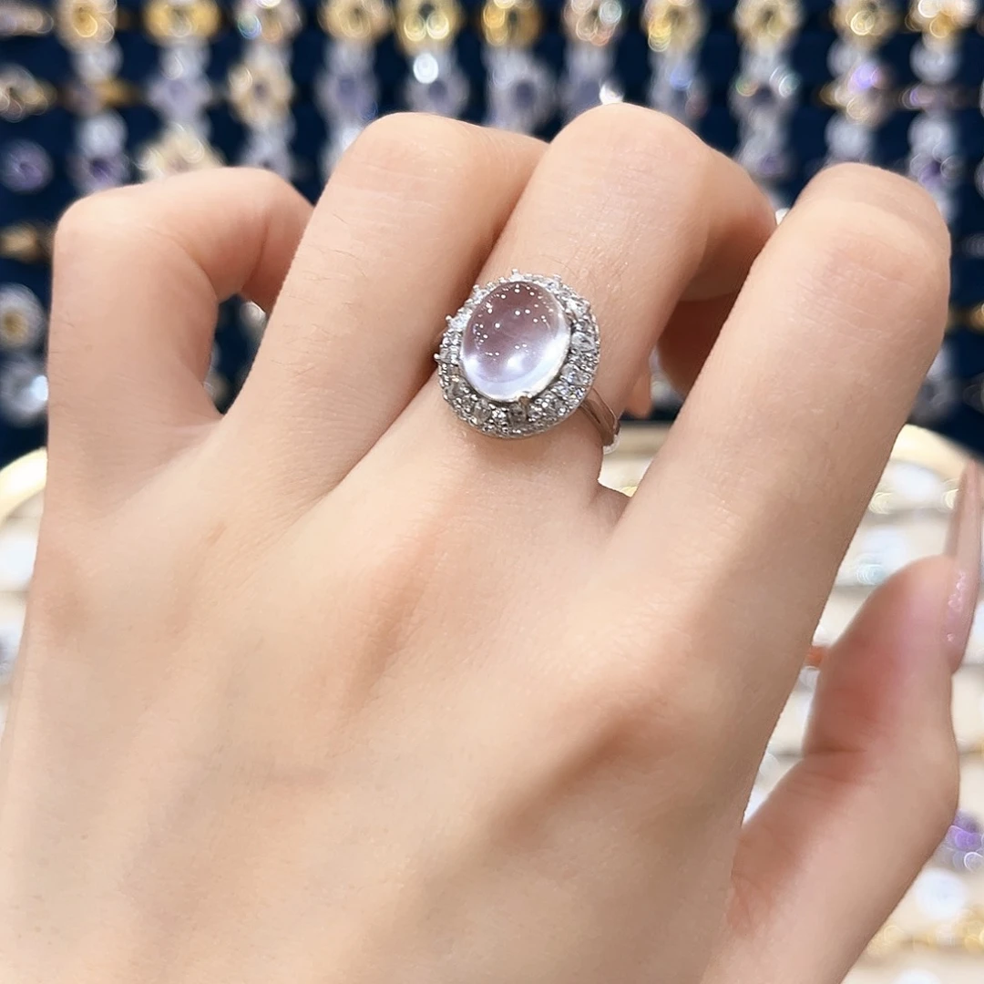 芙蓉石女款银S925镶嵌戒指